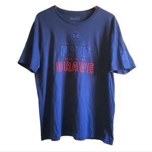 Under Armour Graphic Tee Shirt Cotton Home of the Brave Blue XL